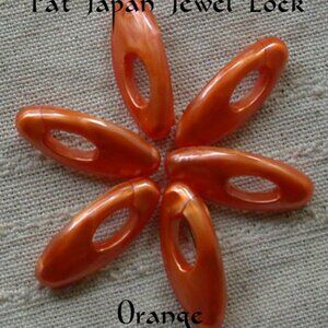 TEN (10) Orange Plastic Pat Japan Jewel Lock Hijab Scarf Snag Free Pins